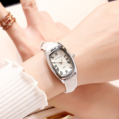 Đồng hồ nữ dây da mặt chữ nhật oval trắng sang chảnh Fernweh ĐHĐ18601