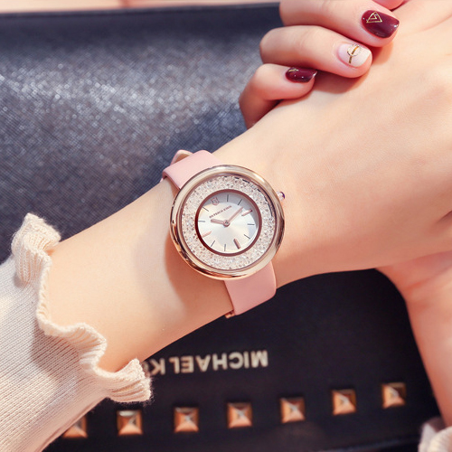 Đồng hồ nữ dây da mặt tròn màu hồng Pastel ngọt ngào ĐHĐ4905
