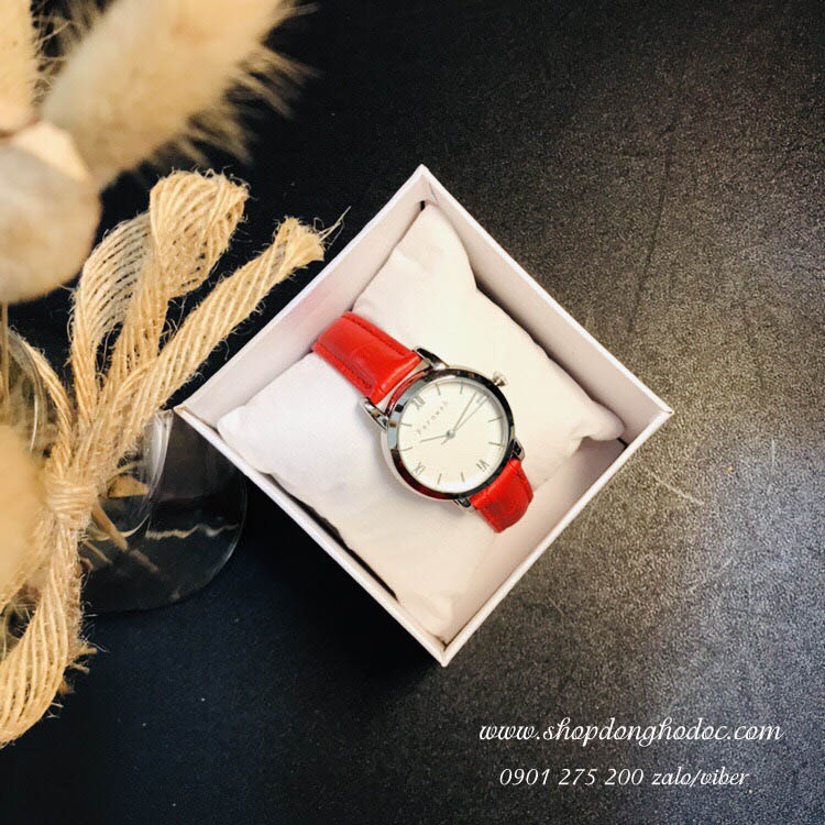 Đồng hồ nữ dây da mặt tròn đỏ quý phái Fernweh ĐHĐ6703