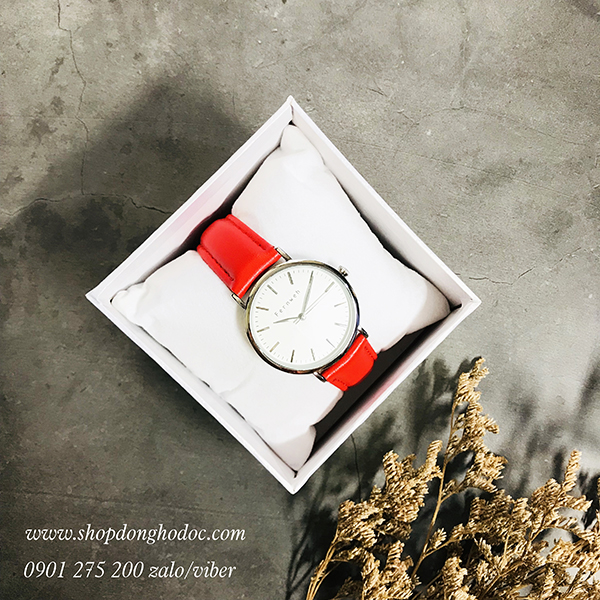 Đồng hồ nữ dây da mặt tròn đỏ quyến rũ Fernweh ĐHĐ9503