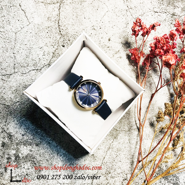 Đồng hồ nữ dây da mặt tròn xanh biển cá tính Shengke SK ĐHĐ19203