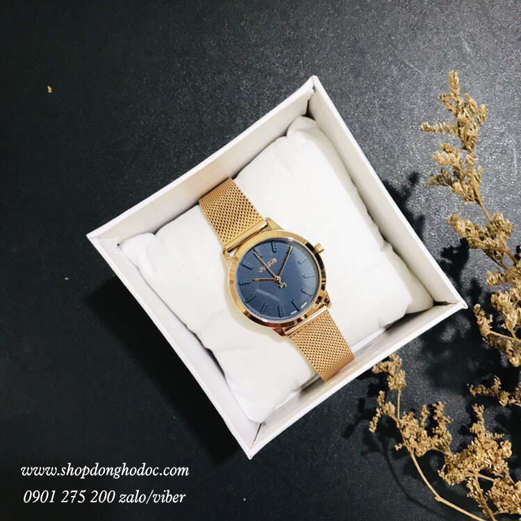Đồng hồ nữ dây kim loại lưới mặt tròn vàng hồng thời trang Julius 982 ĐHĐ24301