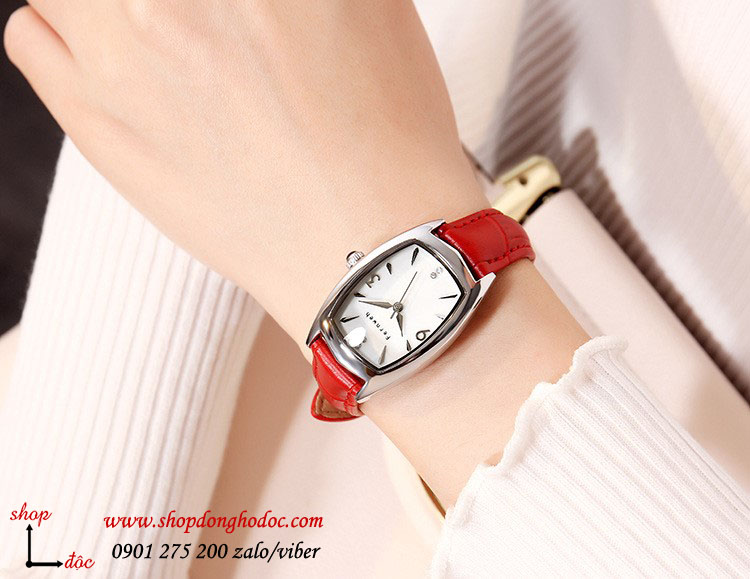Đồng hồ nữ dây da mặt tròn cao cấp màu trắng sang chảnh Guou ĐHĐ4502