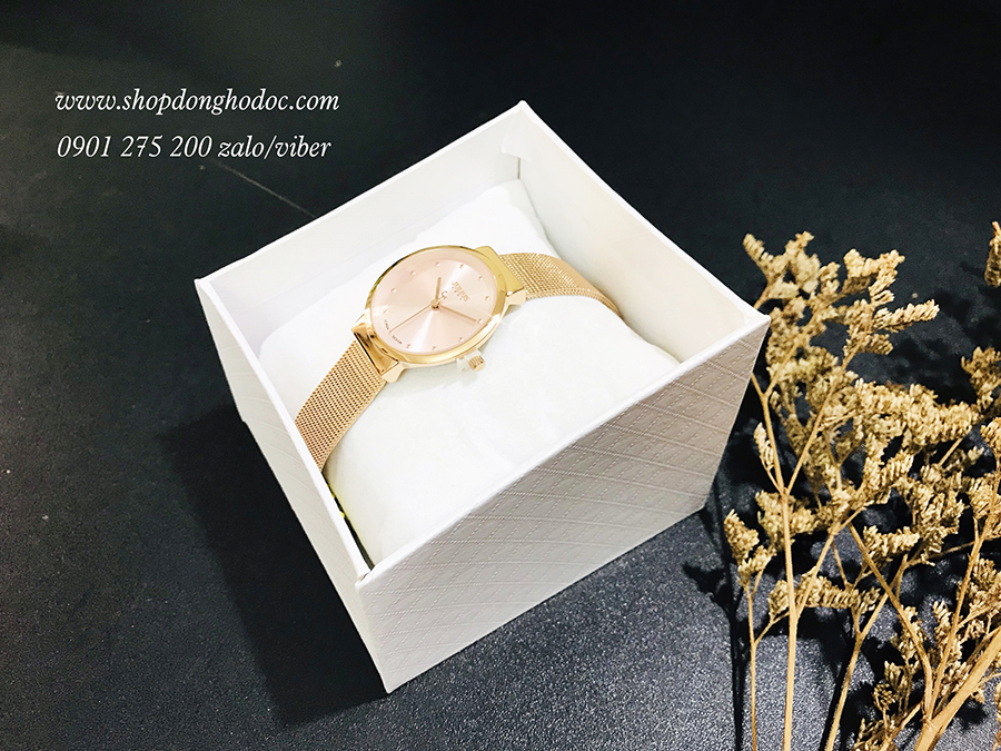 Đồng hồ nữ dây kim loại lưới mặt tròn hồng ngọt ngào Julius 426 ĐHĐ23902