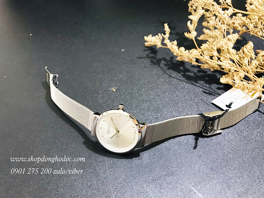 Đồng hồ nữ dây kim loại lưới mặt tròn bạc thanh lịch Julius 426 ĐHĐ23901