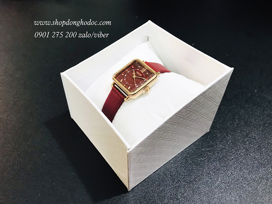 Đồng hồ nữ dây da mặt vuông đỏ quyến rũ Julius 1123 ĐHĐ24702