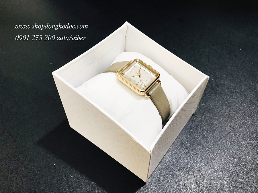 Đồng hồ nữ dây da mặt vuông xám sành điệu Julius 1123 ĐHĐ24701
