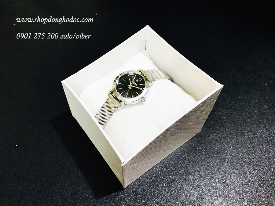 Đồng hồ nữ dây kim loại lưới bạc mặt tròn đen cá tính Julius 732 ĐHĐ25402