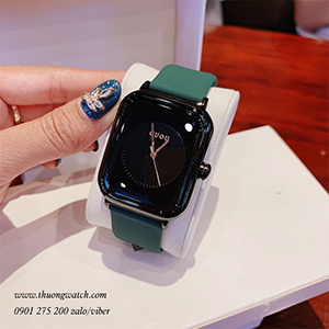 Đồng hồ Guou nữ dây silicon xanh mặt chữ nhật đen cá tính ĐHĐ38503