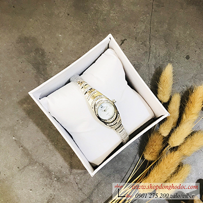 Đồng hồ nữ BS Bee Sister dây kim loại mặt tròn nhỏ đính đá màu bạc ĐHĐ17802