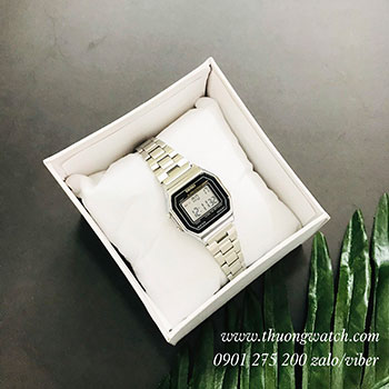 Đồng hồ nữ điện tử Skmei dây kim loại mặt vuông bạc hiện đại ĐHĐ25701
