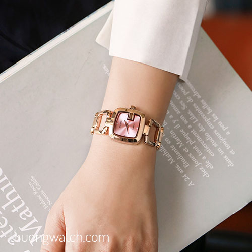 Đồng hồ nữ Guou 8190 dây kim loại mặt vuông size nhỏ hồng pastel ngọt ngào ĐHĐ39702