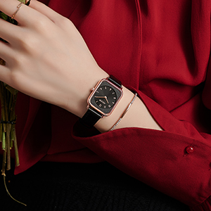 Đồng hồ nữ Julius Hàn Quốc JS 050B kính Sapphire dây da mặt chữ nhật đen cá tính ĐHĐ32602