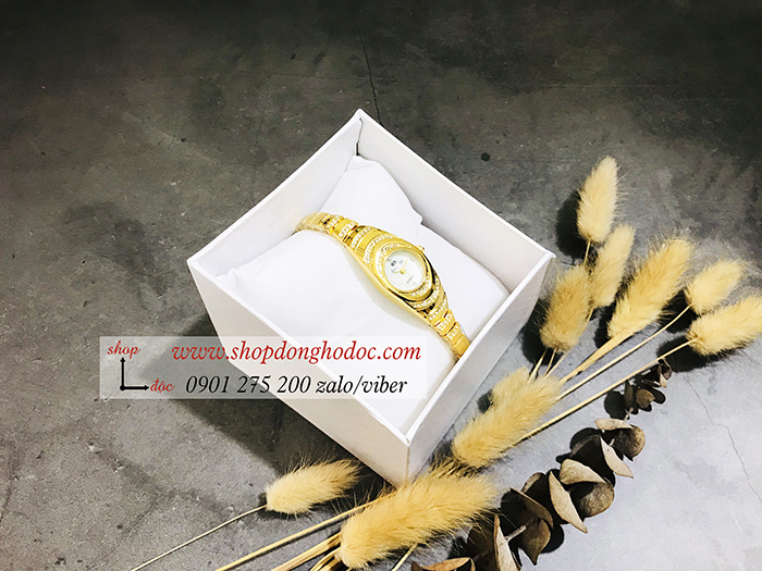 Đồng hồ nữ BS Bee Sister dây kim loại mặt tròn nhỏ đính đá màu vàng ĐHĐ17803