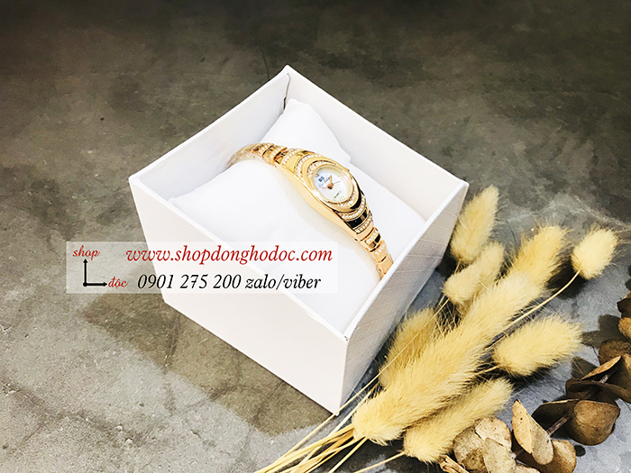 Đồng hồ nữ BS Bee Sister dây kim loại mặt tròn nhỏ đính đá màu vàng hồng ĐHĐ17801