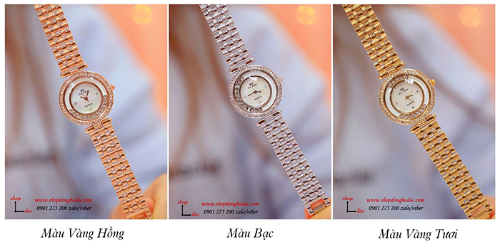Đồng hồ nữ BS Bee Sister dây kim loại mặt tròn đính đá bạc sang trọng ĐHĐ17901