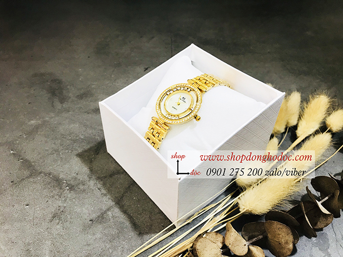 Đồng hồ nữ BS Bee Sister dây kim loại mặt tròn đính đá vàng sang chảnh ĐHĐ17902