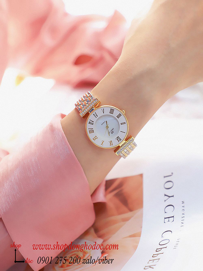 Đồng hồ nữ Bee Sisiter dây kim loại demi vàng bạc mặt tròn trắng sang chảnh ĐHĐ29101