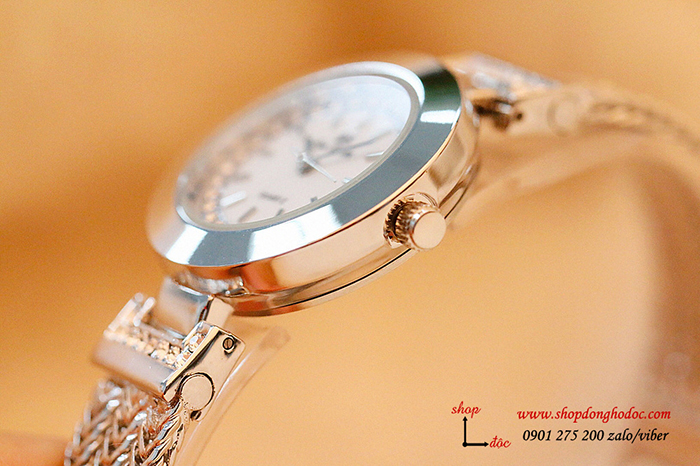 Đồng hồ nữ Bee Sisiter dây kim loại bạc mặt tròn trắng sang trọng ĐHĐ29502