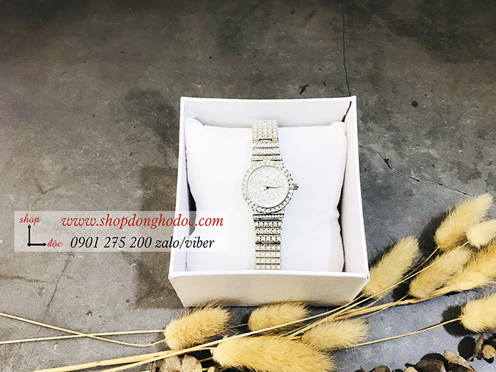 Đồng hồ nữ BS Bee Sister dây kim loại mặt tròn nhỏ đính đá bạc ĐHĐ10902
