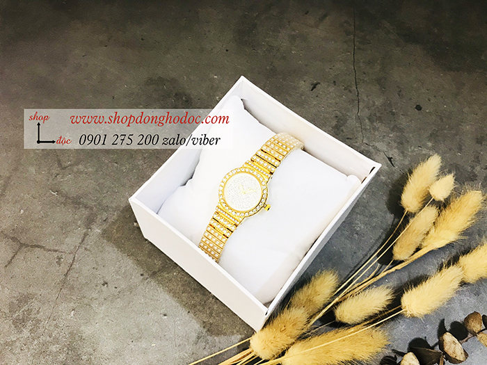 Đồng hồ nữ BS Bee Sister dây kim loại mặt tròn nhỏ đính đá vàng ĐHĐ10903