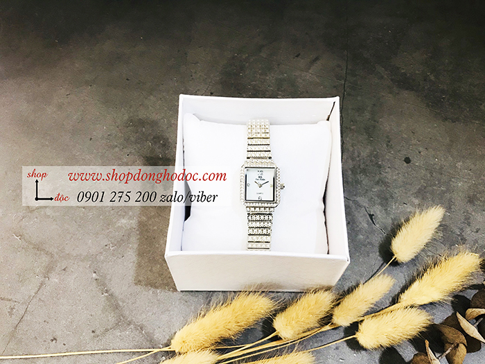 Đồng hồ nữ BS Bee Sister dây kim loại mặt vuông đính đá bạc ĐHĐ17002