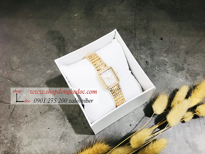Đồng hồ nữ BS Bee Sister dây kim loại mặt vuông đính đá vàng hồng ĐHĐ17101