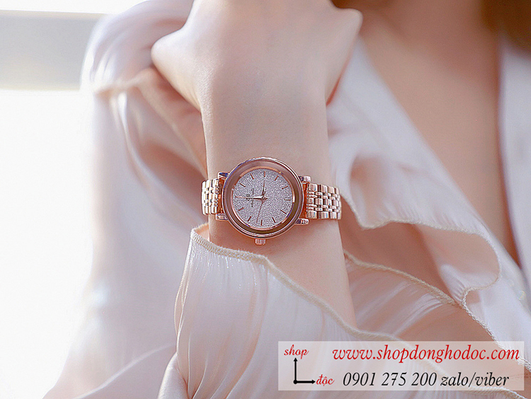 Đồng hồ nữ BS Bee Sisiter dây kim loại mặt tròn vàng hồng sang chảnh ĐHĐ29602