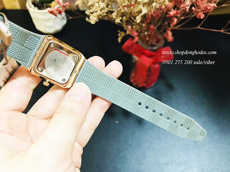 Đồng hồ nữ dây Silicon mặt vuông xám thời thượng Guou ĐHĐ23302