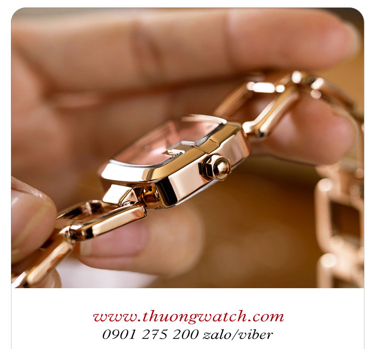 Đồng hồ nữ Guou dây kim loại mặt vuông size nhỏ hồng pastel ngọt ngào ĐHĐ39702