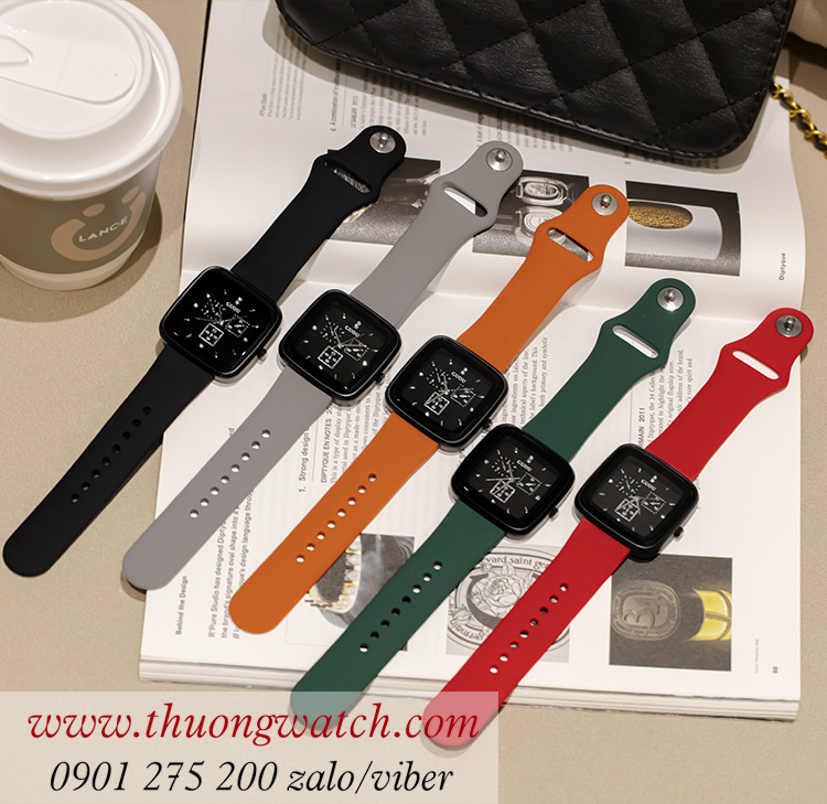 Đồng hồ nữ Guou 6050 dây cao su mặt vuông cam thời trang ĐHĐ41404