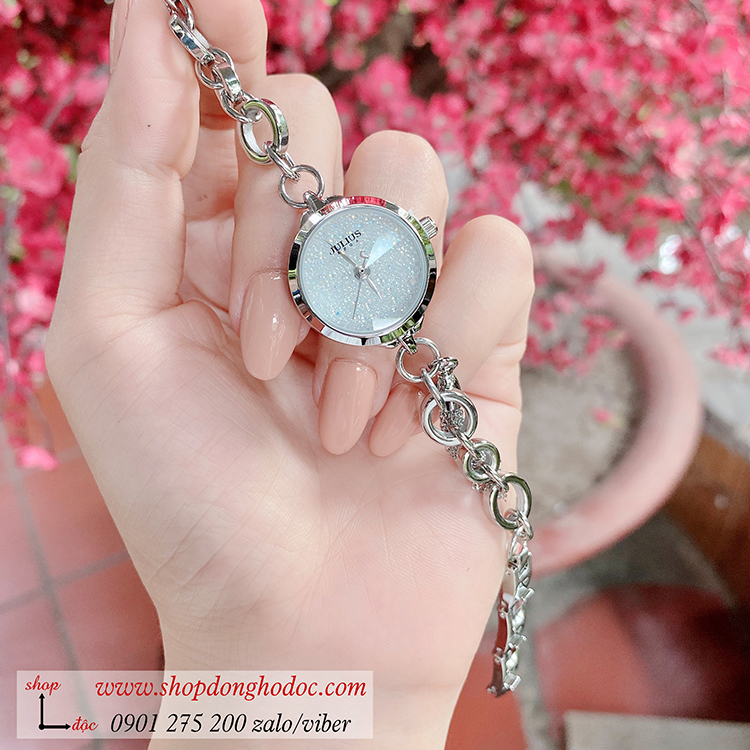 Đồng hồ Julius nữ Hàn Quốc JA 1059A dây kim loại mặt tròn bạc size nhỏ kiểu lắc tay ĐHĐ32502