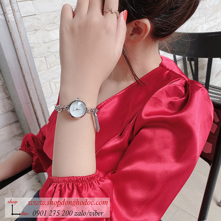 Đồng hồ Julius nữ Hàn Quốc JA 1059A dây kim loại mặt tròn bạc size nhỏ kiểu lắc tay ĐHĐ32502