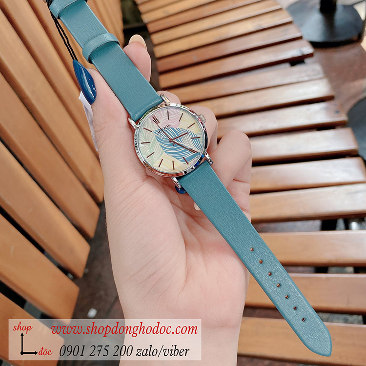 Đồng hồ nữ Julius Hàn Quốc JA 1090B dây da mặt tròn xanh dương hiện đại ĐHĐ31902