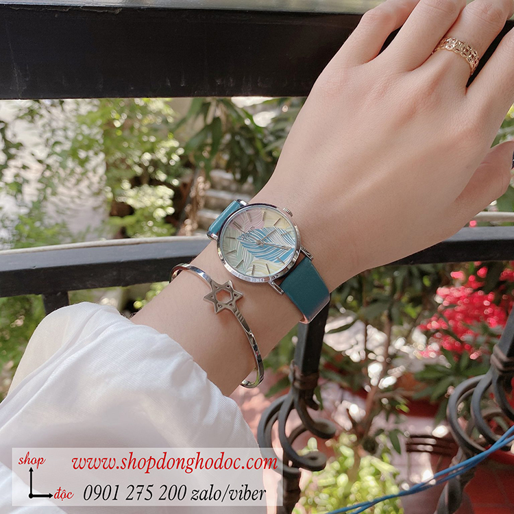 Đồng hồ nữ Julius Hàn Quốc JA 1090B dây da mặt tròn xanh dương hiện đại ĐHĐ31902