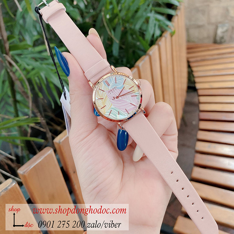 Đồng hồ nữ Julius Hàn Quốc JA 1090D dây da mặt tròn hồng pastel nhẹ nhàng ĐHĐ31903