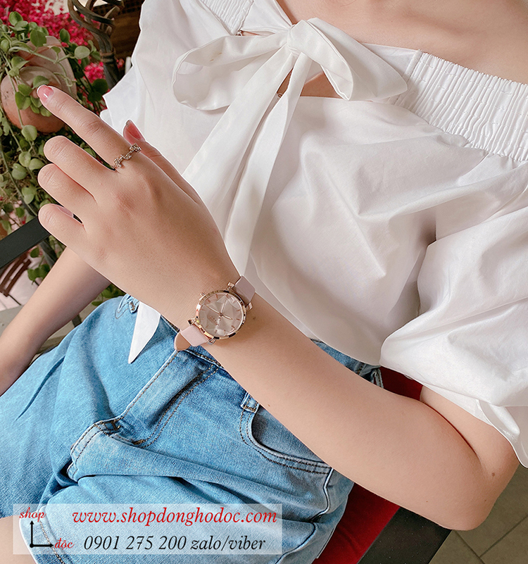Đồng hồ nữ Hàn Quốc Julius JA 1158B dây da mặt tròn màu kem thời thượng ĐHĐ34103