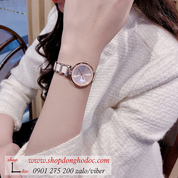 Đồng hồ nữ Caremic Hàn Quốc Julius JA 1209B dây kim loại mặt tròn hồng nhẹ nhàng ĐHĐ33403