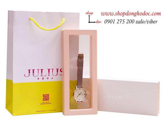 Đồng hồ Julius nữ JA 1251 dây kim loại demi mặt tròn vàng bạc thời thượng ĐHĐ38902