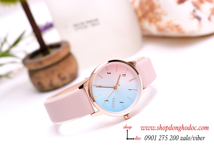 Đồng hồ nữ Julius Hàn Quốc JA 1253C dây da mặt tròn hồng pastel nhẹ nhàng ĐHĐ27701