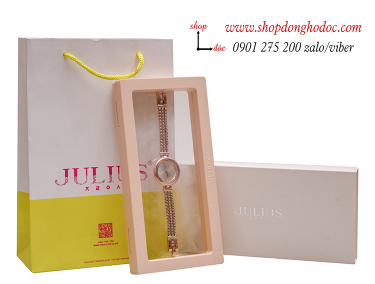 Đồng hồ nữ Julius Hàn Quốc JA 1285A dây kim loại mặt tròn đính đá trắng sang chảnh ĐHĐ35401