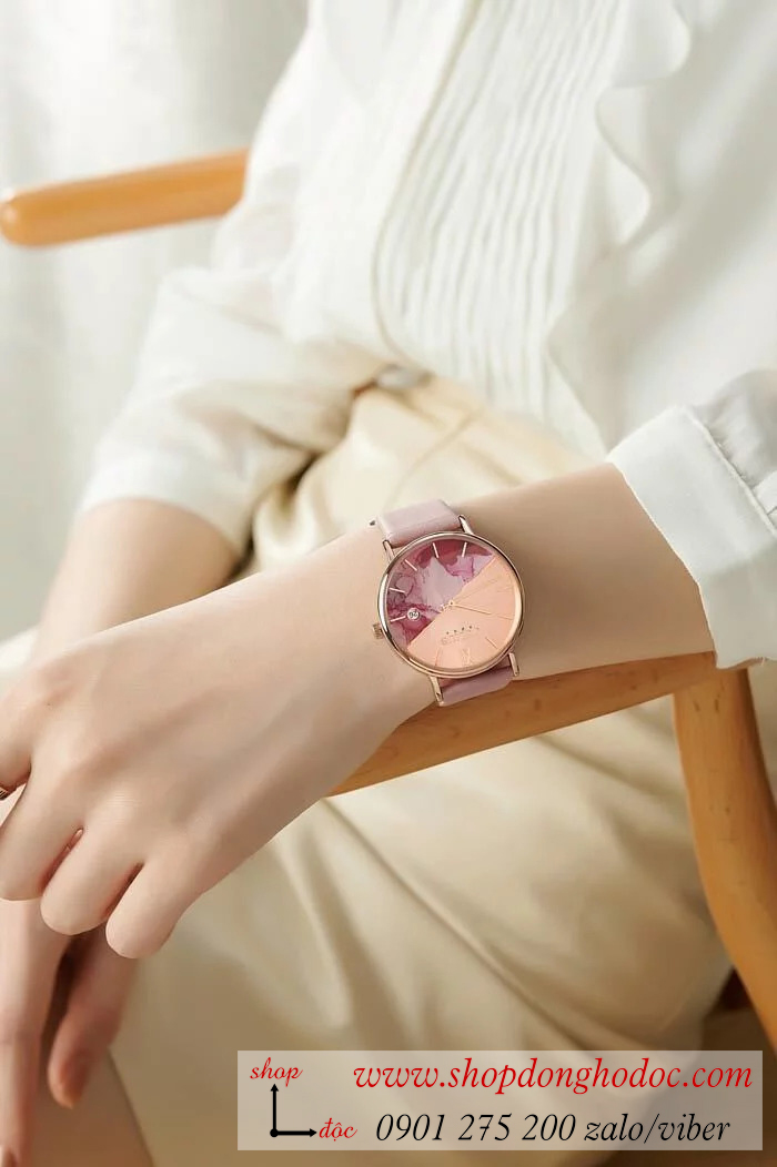 Đồng hồ nữ Julius JA 1312 dây da mặt tròn size to hồng pastel nhẹ nhàng ĐHĐ38204