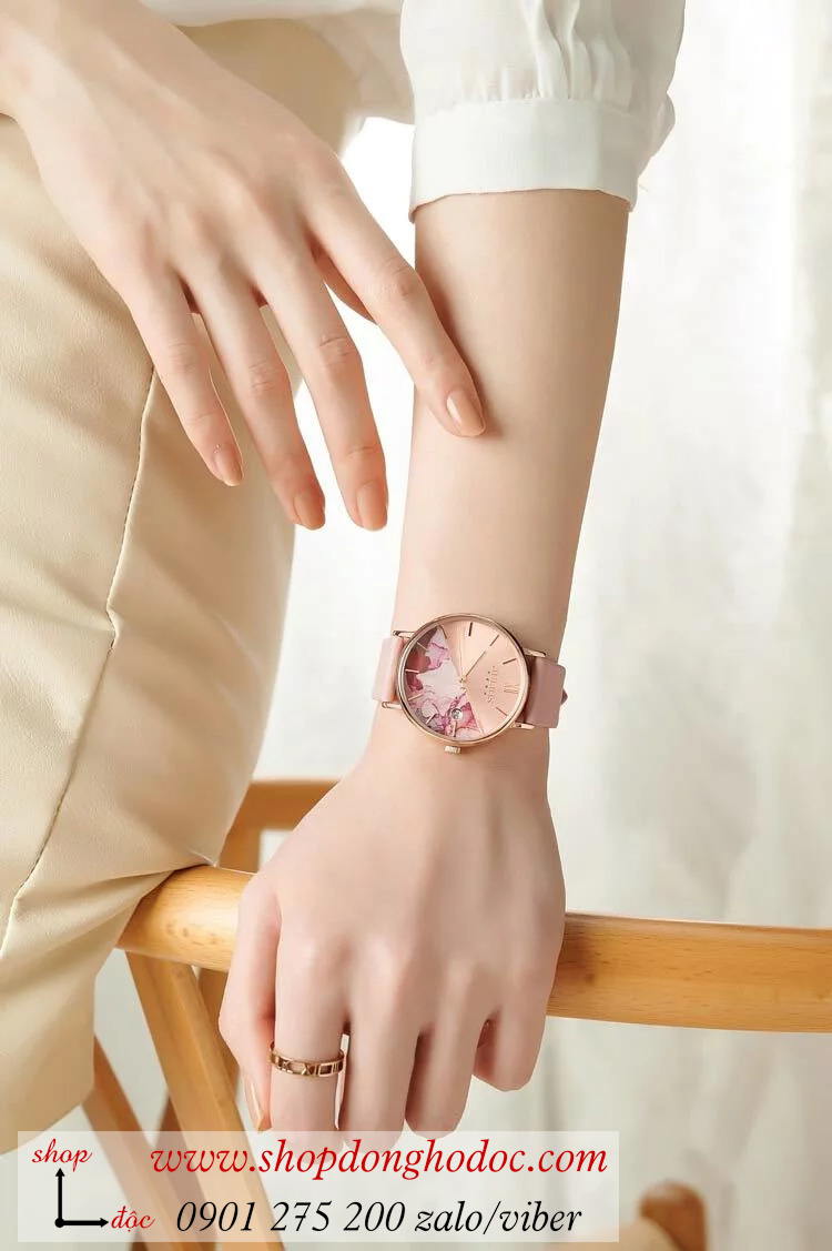 Đồng hồ nữ Julius JA 1312 dây da mặt tròn size to hồng pastel nhẹ nhàng ĐHĐ38204