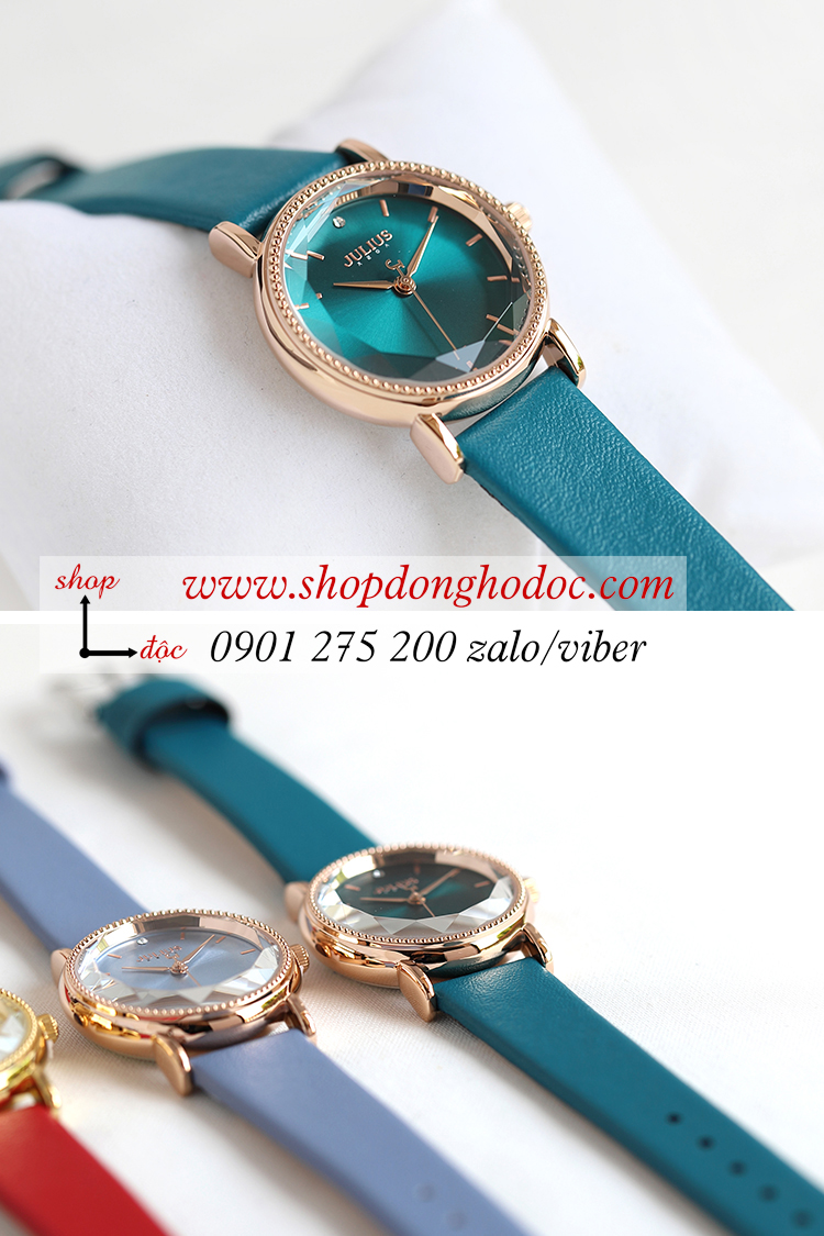 Đồng hồ nữ Hàn Quốc Julius 1012B dây da mặt tròn xanh lục thời thượng ĐHĐ27005
