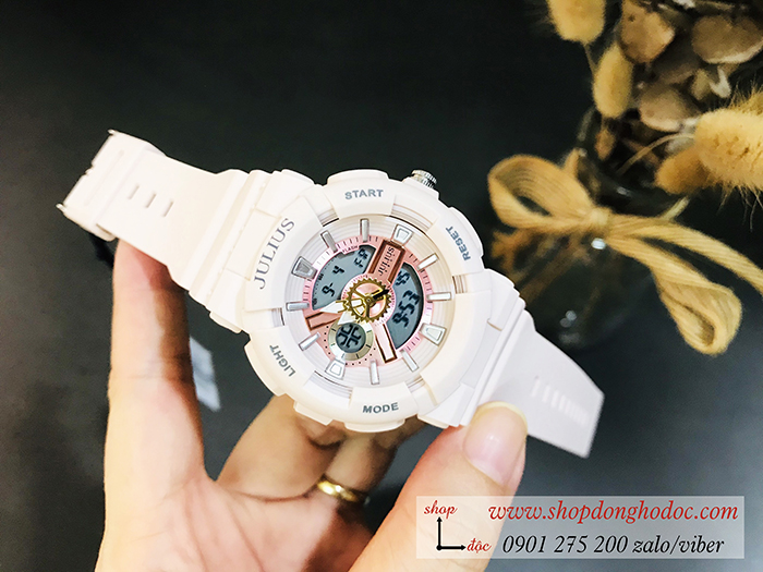 Đồng hồ nữ Julius JA 1276C dây Silicon mặt tròn hồng pastel ngọt ngào Hàn Quốc ĐHĐ28504