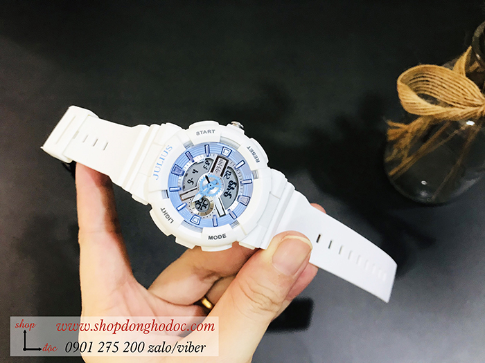 Đồng hồ nữ Julius dây Silicon mặt tròn trắng cá tính Hàn Quốc ĐHĐ28503