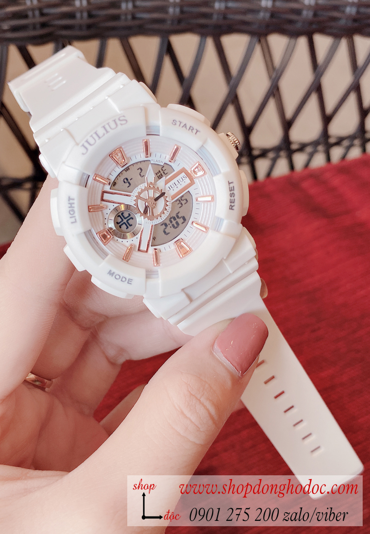 Đồng hồ nữ Julius JA 1276A dây Silicon mặt tròn trắng sang chảnh Hàn Quốc ĐHĐ28501