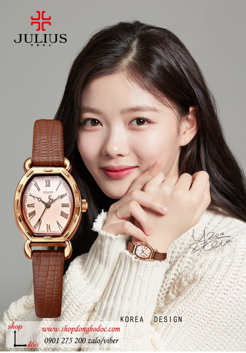 Đồng hồ nữ Julius Hàn Quốc JA 544E dây da mặt oval nâu size nhỏ dịu dàng ĐHĐ30401