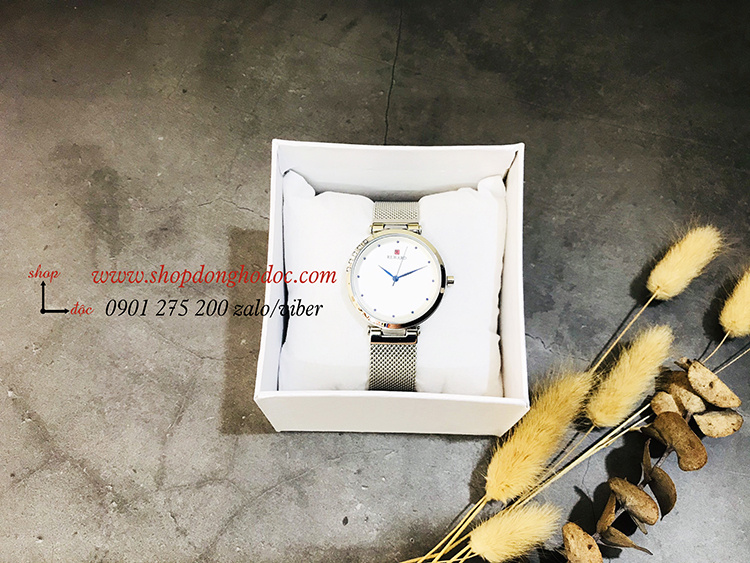 Đồng hồ nữ Reward dây kim loại lưới mặt tròn bạc hiện đại ĐHĐ17301