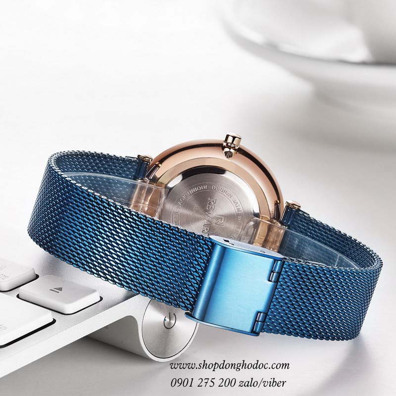 Đồng hồ nữ Reward dây kim loại lưới mặt tròn xanh dương cá tính ĐHĐ17302